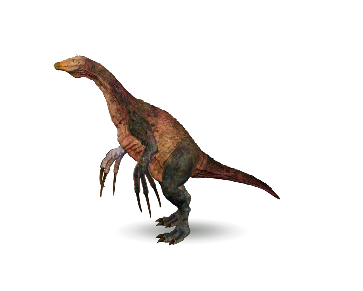 Still model of Therizinosaurus on a transparent background